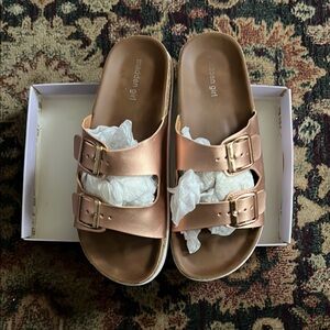 Madden Girl Rose Gold Goldie footbed sandals